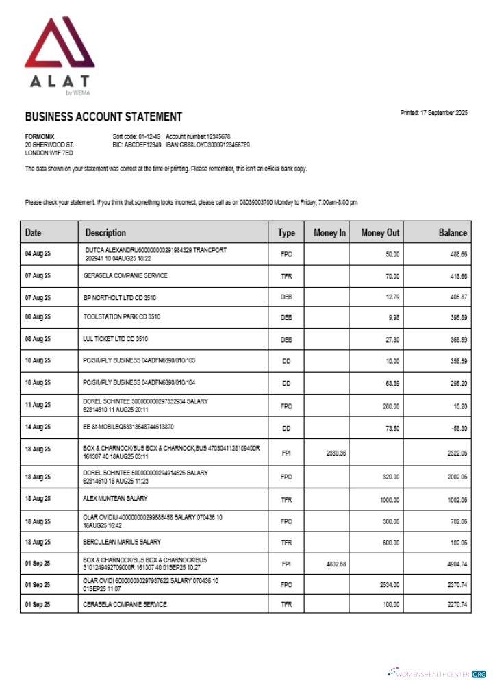 Download ALAT firm account statement Word and PDF template (1) Photoshop template